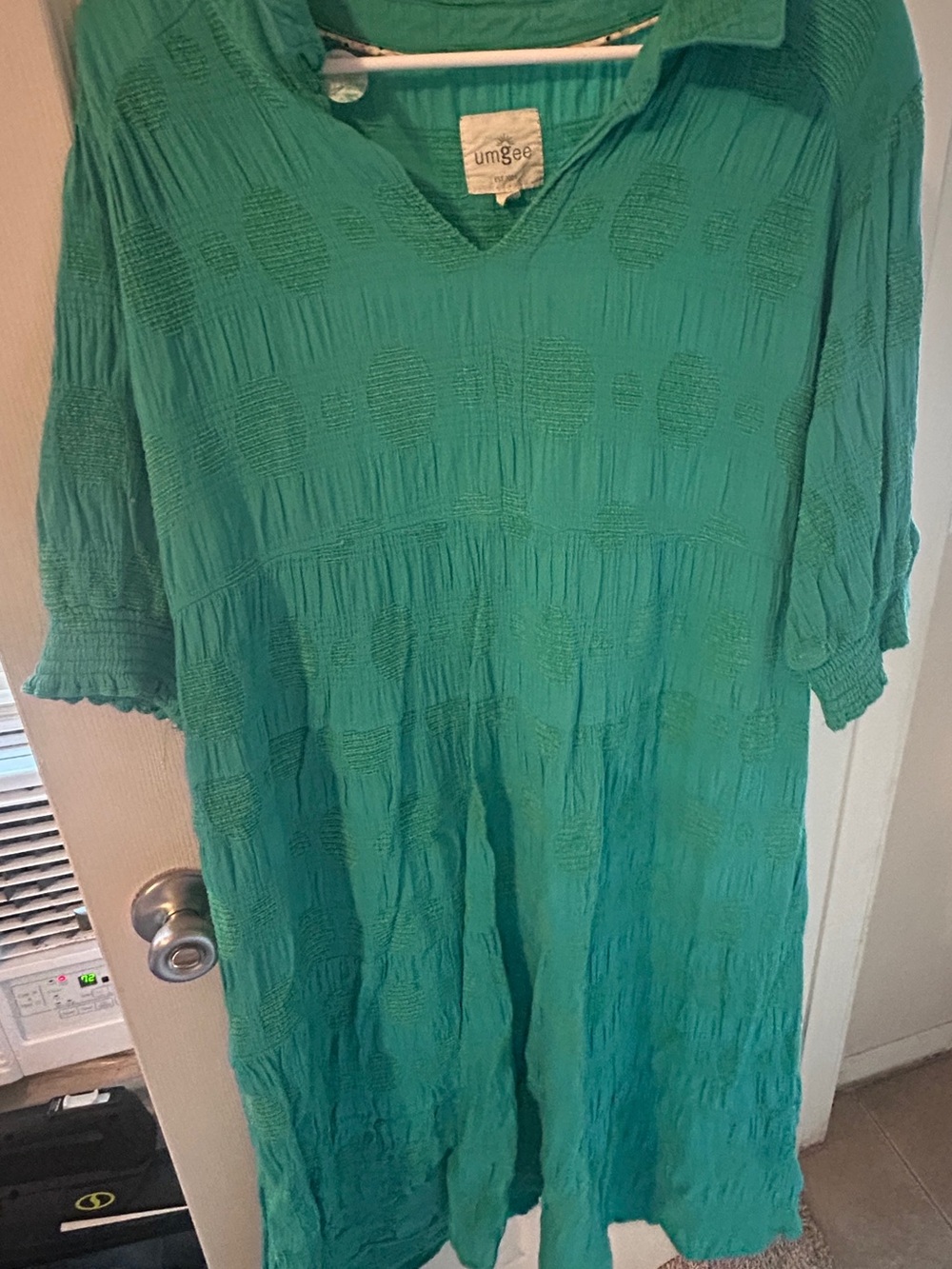 Umgee Teal Crinkle Midi Dress